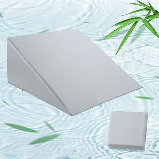 HOMBYS Bamboo Viscose Bed Wedge Pillow Cover with Zipper, 100% Viscose Made from Bamboo, Soft, Cooling, Breathable Wedge Pillowcase Sweat-Absorbent Pillowcase for Summer, 25"x25"x12.5", Light Grey