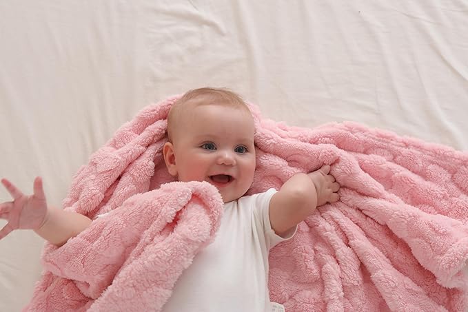 Sherpa Baby Blanket for Girls Toddlers Fleece Fluffy Fuzzy Blanket for Baby,Soft Warm Cozy Fleece Blanket,Receiving Blanket for Infant Newborn (pink, 30 * 40, bow)