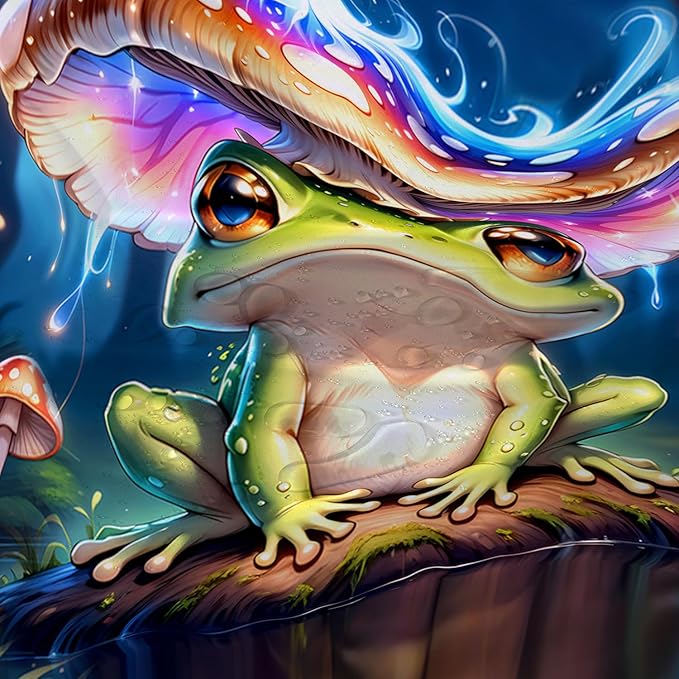 AILONEN Cartoon Frog Shower Curtain,Magic Mushroom Waterproof Fabric Bath Curtain for Kids Girls,Boho Style Tropical Amphibian Shower Curtain Set for Bathroom, 36" W*72" H