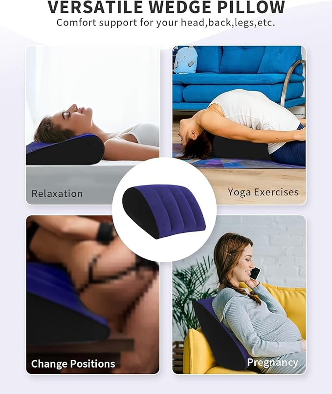 Portable Wedge Pillow Inflatable Cushion - Body Positioners for Legs and Back Support for Sleeping,Reading and Rest,Use in Bed, Travel, Camping Or Office，Fast Inflating Deflation