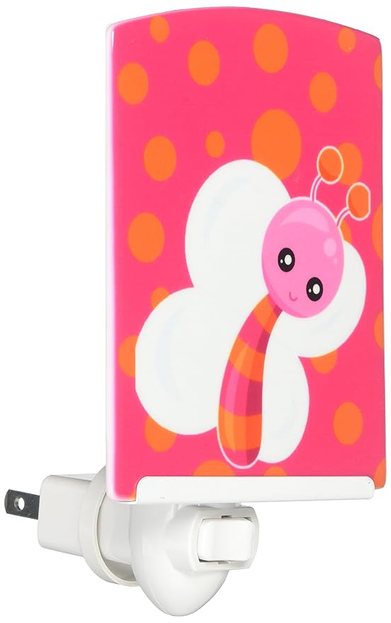 Caroline's Treasures BB7102CNL Butterfly on Polkadots Ceramic Night Light Compact, UL-Certified, Ideal for Bedroom, Bathroom, Nursery, Hallway, Kitchen, 6x4x3, Multicolor