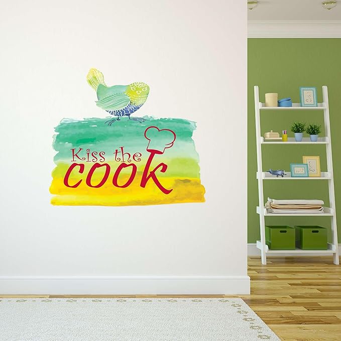 Kitchen Chef Love cook Vinyl wall Art Decal Home Wall Decoration Loving Home Kitchen Kiss The Cook - Size: 40 in x 36 in