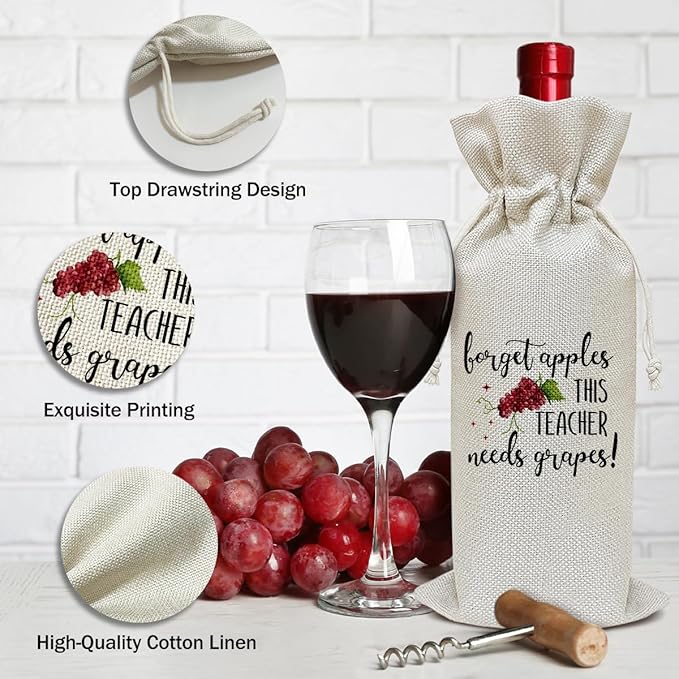 Teacher Wine Bag, Retirement Gifts Birthday Gifts for Women Men Teacher Leader, Appreciation Gift Wine Bag Party Favor Wine Champagne Gift Bag With Drawstring -31