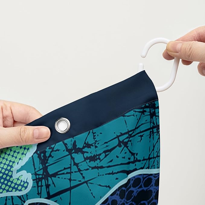 AILONEN Boys Dinosaur Shower Curtain 48" W*72" H for Bathroom,Cartoon Dinosaur Bathroom Shower for Kids Boys,Retro Blue Dinosaur Print Bath Curtain Polyester Waterproof Bathroom Curtain with 12 Hooks