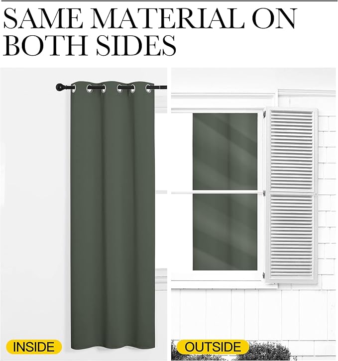 NICETOWN Blackout Curtain Panels for Living Room, Thermal Insulated Solid Grommet Top Blackout Draperies/Drapes for Christmas Window (Dark Mallard, 1 Pair, 29 x 45 inches)