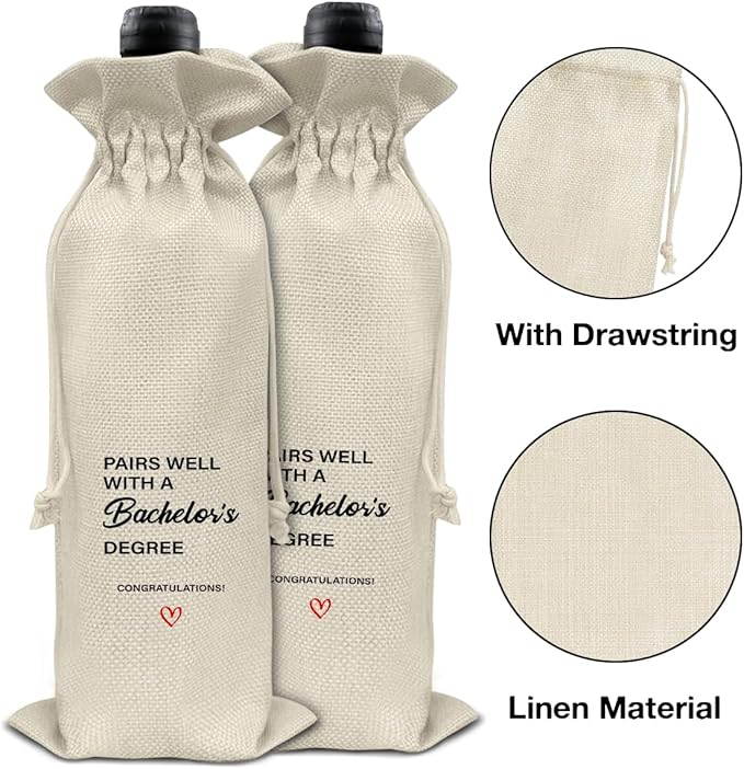 HOIJAUMAI Masters Degree Graduation Gifts Masters Graduation Gift Graduation Wine Bag Pairs Well with a Bachelor's Degree Wine Gift Bags for Women Men