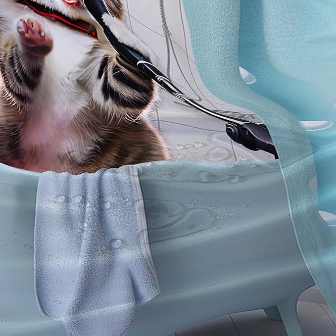 AILONEN Cartoon Shower Cat Shower Curtain for Kids Boys,Funny Singing Cat Waterproof Fabric Shower Curtain for Bathroom,Lovely Hilarious Pet Shower Curtain Set with Hooks,60" W*72" H