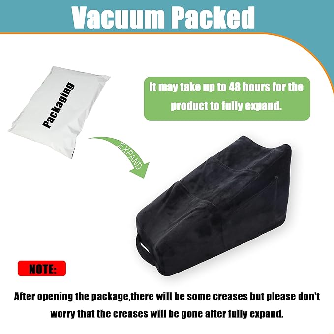 Sexysamba Arm Pillow Arm Elevation Pillow with 5 Pockets for Post Surgery Support Pillow for Elbow Arm Rest Wedge Pillow Shoulder Surgery Pillow with Removable Non-Slip Bottom Pillow Case - Black