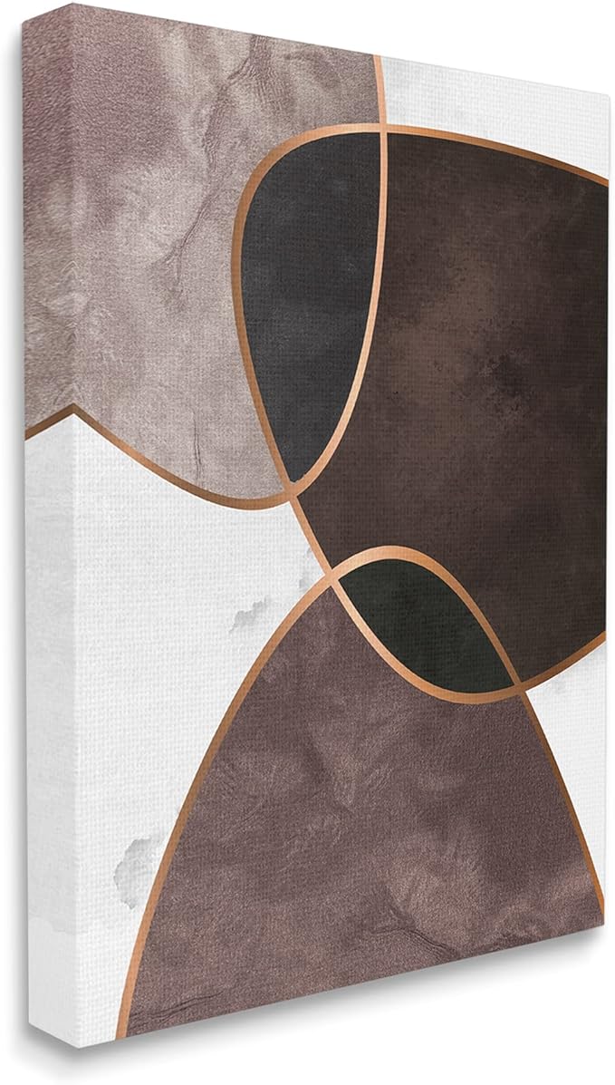 Stupell Industries Abstract Deco Shapes Layered Contrasting Tones Brown Purple, Designed by Design Fabrikken Canvas Wall Art, 36 x 48