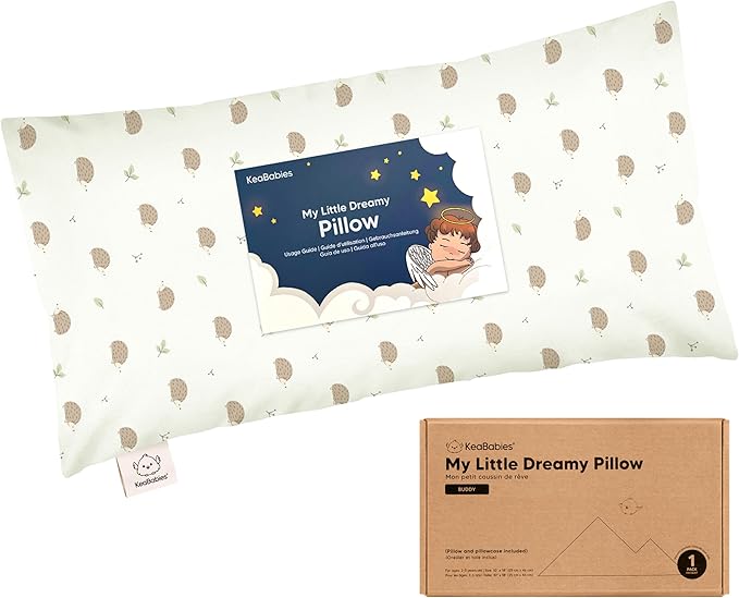 Toddler Pillow with Pillowcase - 10x18 My Little Dreamy Pillow, Organic Toddler Pillows for Sleeping, Kids Pillow, Small Pillows, Toddler Travel Pillows for Sleeping, Toddler Bed Pillows (Bruce)