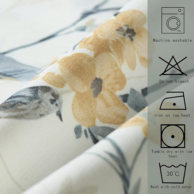 Leeva Kitchen Curtains Valances for Kids Room Porch, Linen Energy Efficient Birds Print Pattern Rod Pocket Small Drapes for Bedroom, 52 x 12, Grey, One Panel