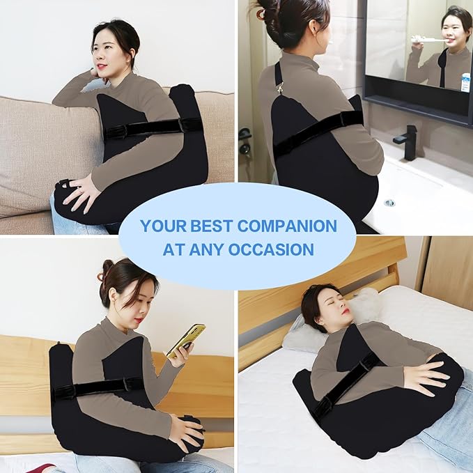 Shoulder Surgery Pillow, Ergonomic Rotator Cuff Pillow, Comfortable Post Shoulder Surgery Pillow, Adjustable Structure Provide Support, Shoulder Pain Relief (Black, Arm & Shoulder Strap)