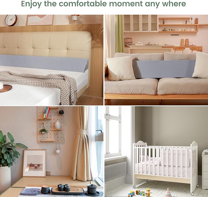 Bed Wedge Pillow for Headboard Full Size(54"X10"X6"), Comfy Headboard Pillow Wedge for Gap(0-6''), Triangle Mattress Wedge Pillow for Sleeping Reading, Bed Gap Filler for Headboard(Grey)