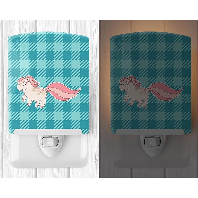 Caroline's Treasures BB7061CNL Little Pink Pony Polkadots Ceramic Night Light Compact, UL-Certified, Ideal for Bedroom, Bathroom, Nursery, Hallway, Kitchen, 6x4x3, Multicolor