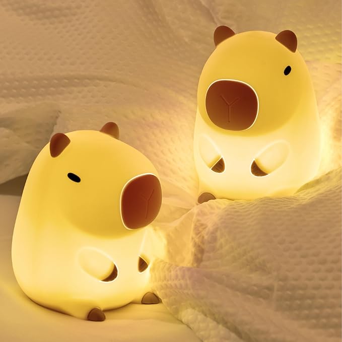 Capybara Gifts for Girl, Capybara Night Light, Capybara Lamp, Dorm Decor Cute Lamp for Nursery, ABS+SIL, Touch Control, Portable and Rechargeable Dimmable, Birthday Gifts for Boys Girls