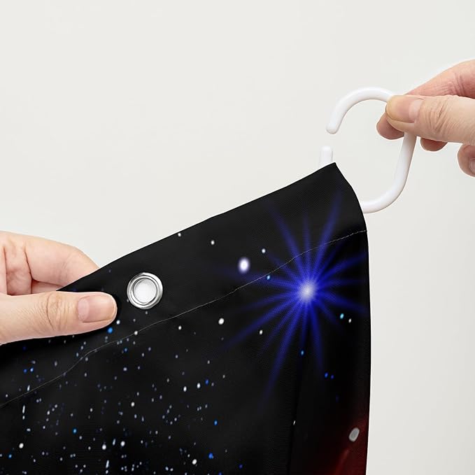 AILONEN Racing Car Shower Curtain for Bathroom, Blue Galaxy Starry Sports Cat Bath Curtain,Speed Car Shower Curtain for Kids Teen,Waterproof Curtain Bathroom 72" W*84" H Decor with 12 Plastic Hooks