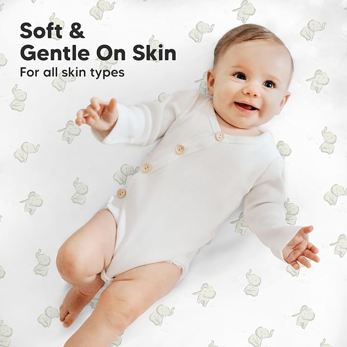 2-Pack Mini Crib Sheets Fitted, Pack and Play Sheets - Organic Cotton Pack N Play Sheets for Pack and Play Mattress, Playard Baby Crib Sheets, Jersey Crib Sheets Neutral for Boys, Girls (Elly)