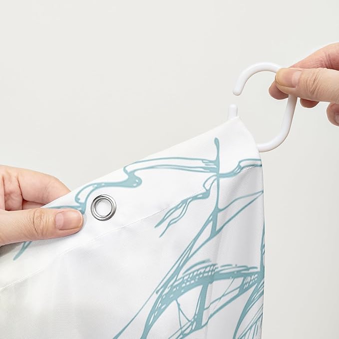 AILONEN 3D Sea Turtle Shower Curtain,Green Sea Turtle Shower Curtain for Bathroom,Nautical Anchor Waterproof Fabric Shower Curtain Set with Hooks,72" W*72" H