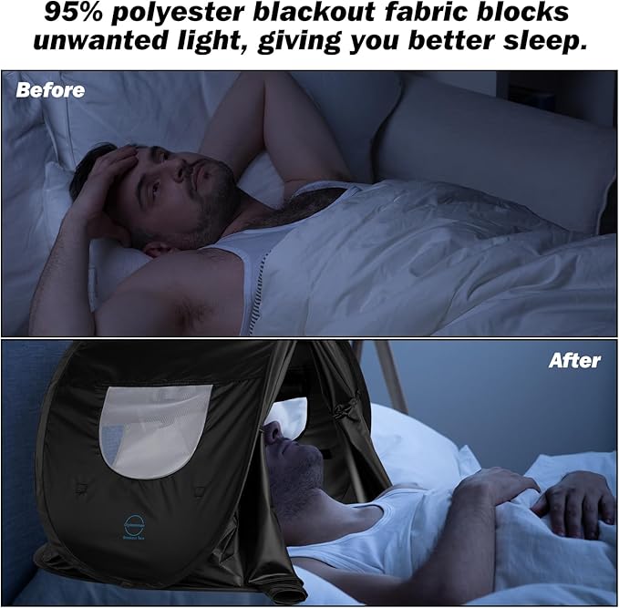 Blackout Bed Tent, Brings Comfortable Sleep Experience, Indoor Privacy Pop Bed Tent, for Personal Light Sleeper in Shared Spaces, Daily & Traveling