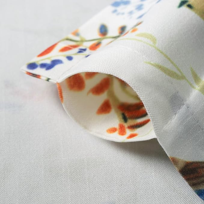 Leeva Bird Printed Small Window Curtain Panels, 30 Inch Length Sets Bird and Floral Pattern Design Short Small Curtains for Kitchen Office Cafe Studio, 2 Panels