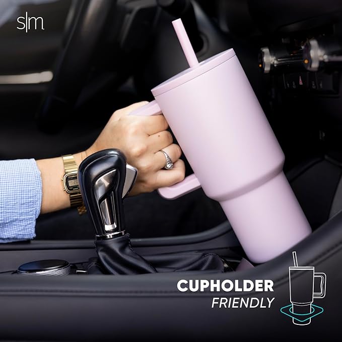 Simple Modern 30 oz Tumbler with Handle and Straw Lid | Insulated Cup Reusable Stainless Steel Water Bottle Travel Mug Cupholder Friendly | Gifts for Women Him Her | Trek Collection | Black Leopard