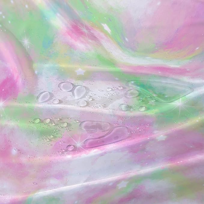 AILONEN Colorful Space Shower Curtain,Glitter Star Waterproof Fabric Shower Curtain Set for Girls Kids Teens, 72" W*72" H Fantasy Starry Sky Theme Bathroom Decor