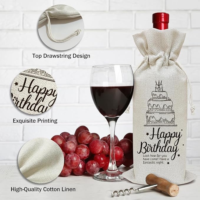 Birthday Wine Bag, Funny Wine Gifts for Women Men, Birthday Gifts for Mom Wife Friend Bestie, Party Favor Wine Champagne Gift Bag With Drawstring -02