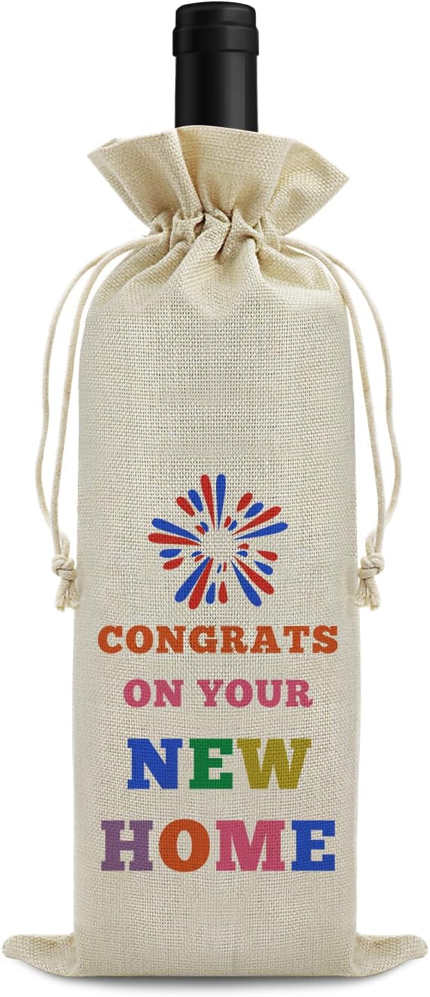 Housewarming gifts for New House Wine Bag House Warming Gifts New House Wine Bags for New Home Owner Party Decorations New House Gift for Friend Women Men Wife Husband Wedding Birthday Christmas Gift