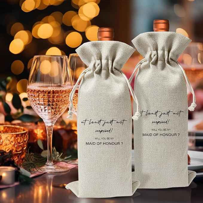 Wedding or Engagement Gift Wine Bag, Maid of Honor Proposal Gift For BFF, Wedding Party Supplies, Bridesmaids Proposal Ideas, Bachelorette Party Favor, Bridal Shower Party Decor or Party Favor