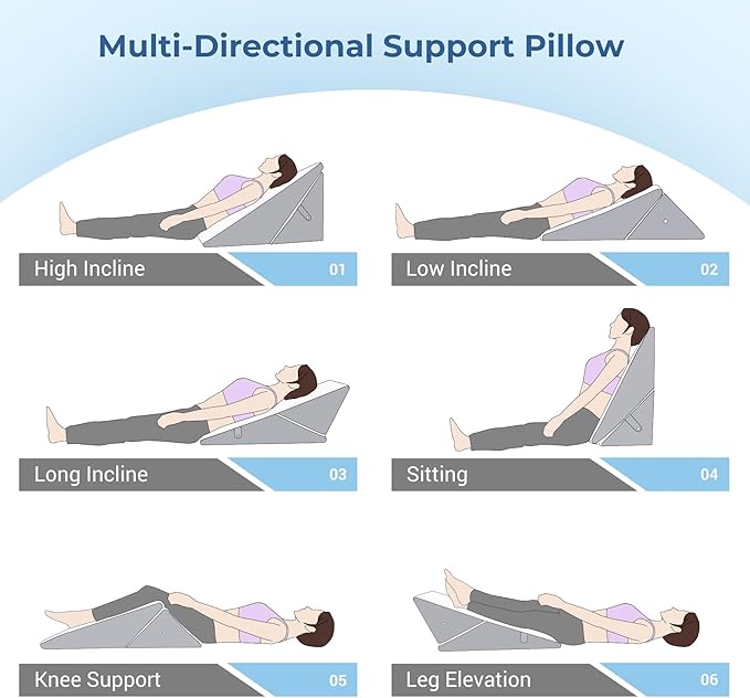 COOLBEBE Bed Wedge Pillow for Sleeping, Adjustable Folding Wedge Pillow for Snoring and After Surgery - 9 & 11 Inch, Elevated Triangle Pillow for Back Pain Relief, Acid Reflux, Leg Support