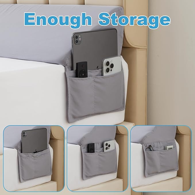 Queen Bed Wedge Pillow for Headboard, Foam Pillow Wedge for Headboard Gap, Mattress Bed Gap Filler Queen, Triangle Pillow Wedge, Anti-slip Bed Crack Pillow Space Filler Queen (60"×10"×6") Grey