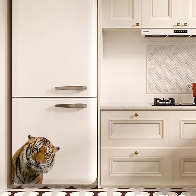 Cute Tiger Wall Art Sticker Peel & Stick Realistic Tiger Head Wall Decals, Removable Vinyl Tiger Sticker Gift for Friends Kids Bedroom Bathroom Shop Window Wall Art Decor