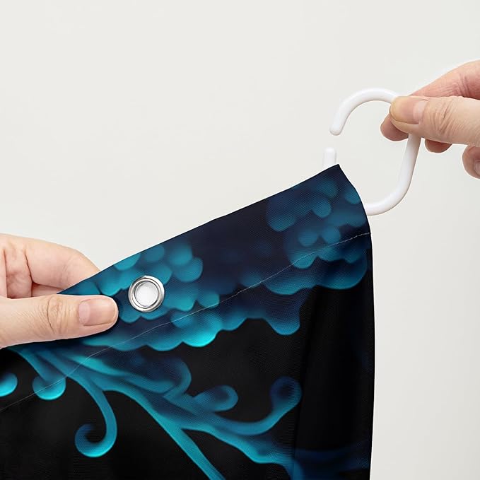 AILONEN Cartoon Blue Octopus Shower Curtain for Bathroom,Funny Octopus Bath Curtain for Kids,Boys,Girls,Ocean Animal Starfish Theme Waterproof Fabric Shower Curtain Set with Hooks,48" W*72" H