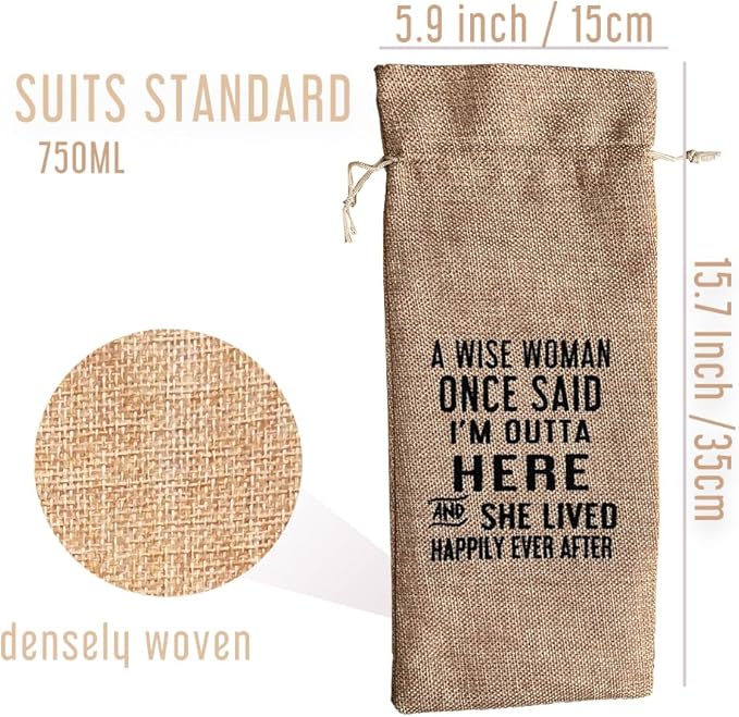 LAMPPE I’m Outta Here Funny Wine Gift Bag,Divorce Retirement Going Away Gift Wine Bag for Women Friend Coworker