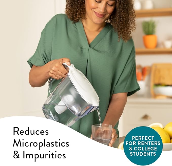 Aqua Optima Daisy Jug Water Filter Pitcher with 3 Universal Filters (White)