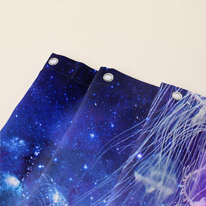 AILONEN Colorful Jellyfish Shower Curtains,Purple Galaxy Bath Curtains,Planet Jellyfish Curtains for Kids Boys Girls,Polyester Waterproof for Bathroom with 12 Hooks,60" W*72" H Purple