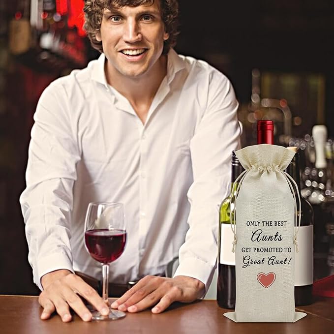 Promoted to Great Aunt Gifts Wine Bag Pregnancy Reveal Gifts for Great Aunts Wine Bottle Decoration Bag New Great Aunt Gifts Mothers Day Gift for Great Aunt Wine Accessories Gifts for Wine Lovers