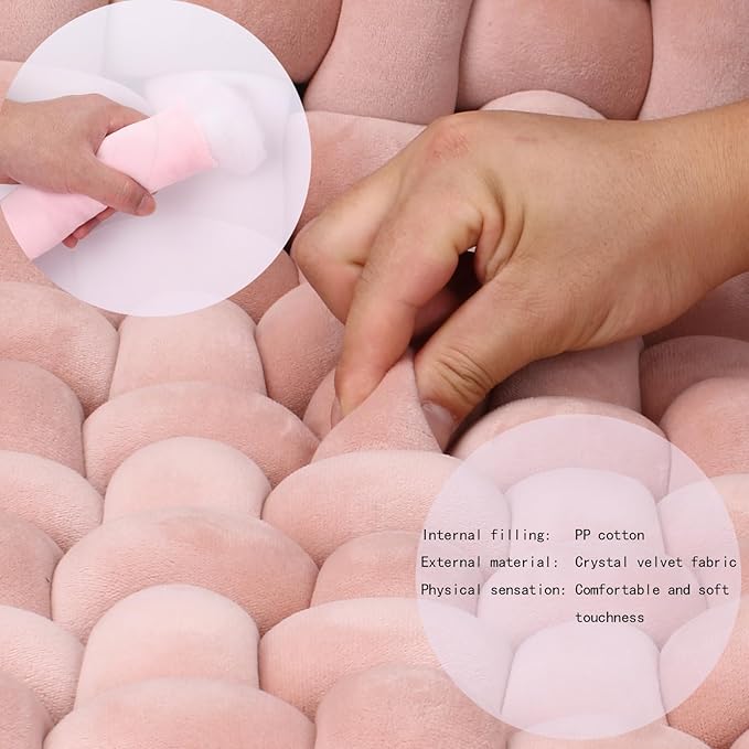 XHJRI Thickened Braided Knot Seat Mat, Knotted Floor Decorative Cushion, Handmade Baby Infant Playing Pad Nursery Rug (27.5 * 31.5 Inch,Dusty Rose)
