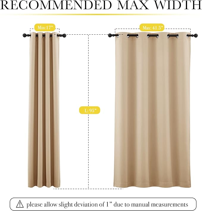 NICETOWN Thermal Insulated 100% Blackout Curtains, Noise Reducing Performance Drapes with Lining, Full Light Blocking Drapery Panels for Patio (Biscotti Beige, 1 Pair, 52 inches x 95 inches)