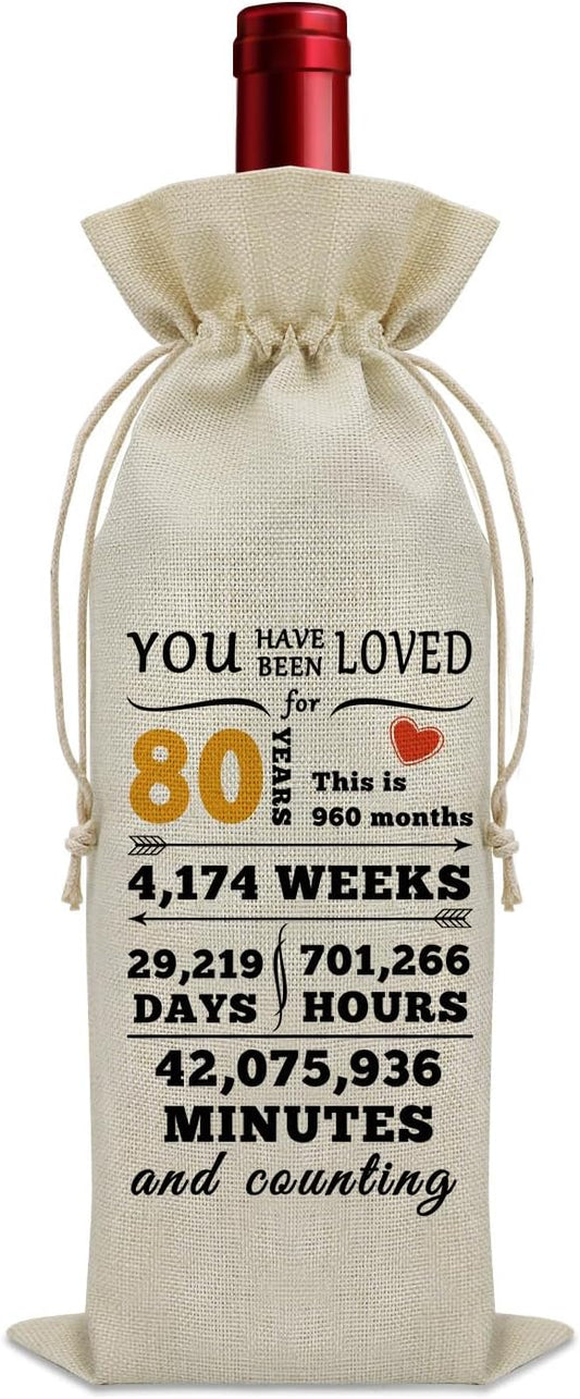 Sazuwu Happy 80th Birthday Gifts for Women Wine Bag 80 Year Old Birthday Gifts for Men Wine Bottle Storage Bag Funny Turning 80 Gifts Born in 1944 Gifts Wine Accessories Gifts for Wine Lovers