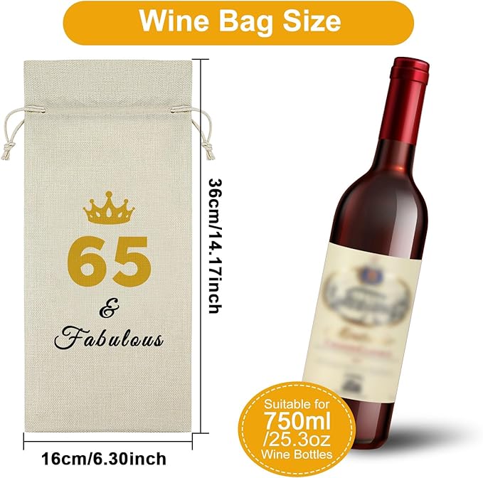 Sazuwu 65 Years Old Birthday Gifts for Women Men Wine Bag Happy 65th Birthday Gifts for Mom Dad Wine Accessories Gifts for Wine Lovers Gifts for Someone Turning Sixty 1959 Birthday Gifts