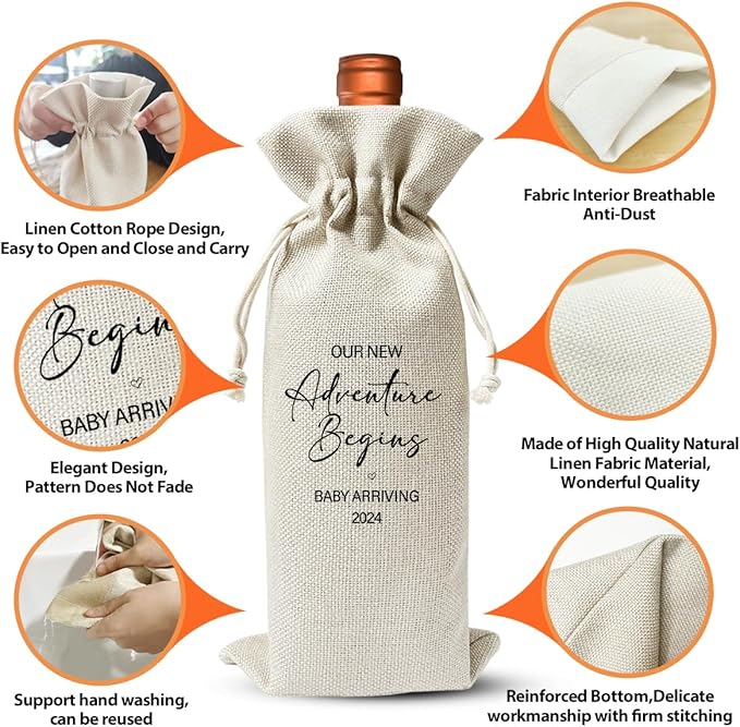 Gender Neutral Pregnancy Announcement Wine Gift Bag 2024, Baby Announcement for New Grandpa Grandma Uncle Aunt, Religious Pregnancy Announcement 2024, Baby Shower or Party Decor, New Dad Mom Gift 2024