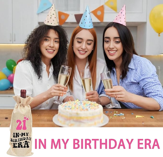 comfit 21th Birthday Gift Ideas for Women Men,21st Birthday Party Decoration Wine Bag Gifts, 21Happy Birthday decor, Pairs Well with Celebrating Birthday Wine Bag for Her Him