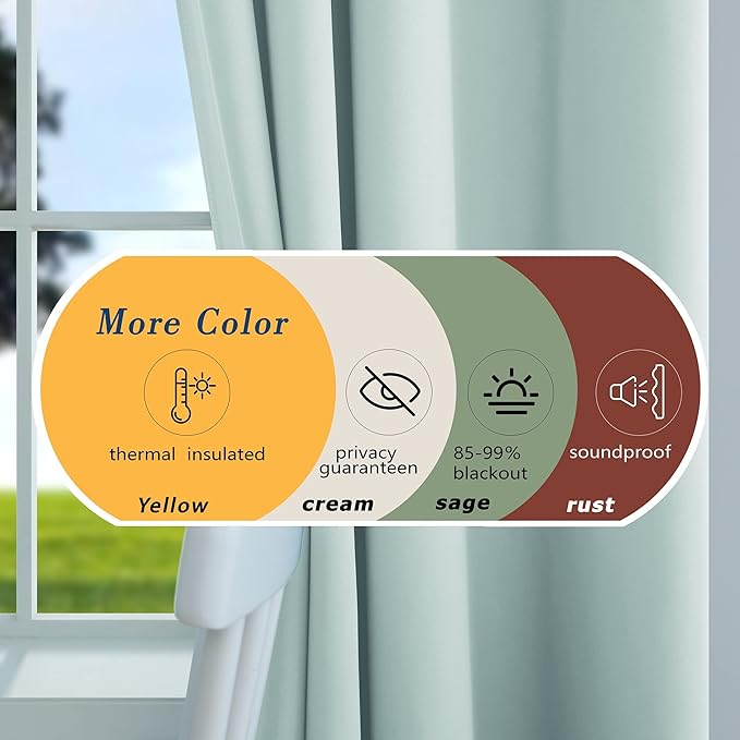 Mrs.Naturall Seafoam Green Curtains for Bathroom Window,Blackout Short Curtains for Bedroom Kitchen,45 Inch Length,Mint Green/Aqua