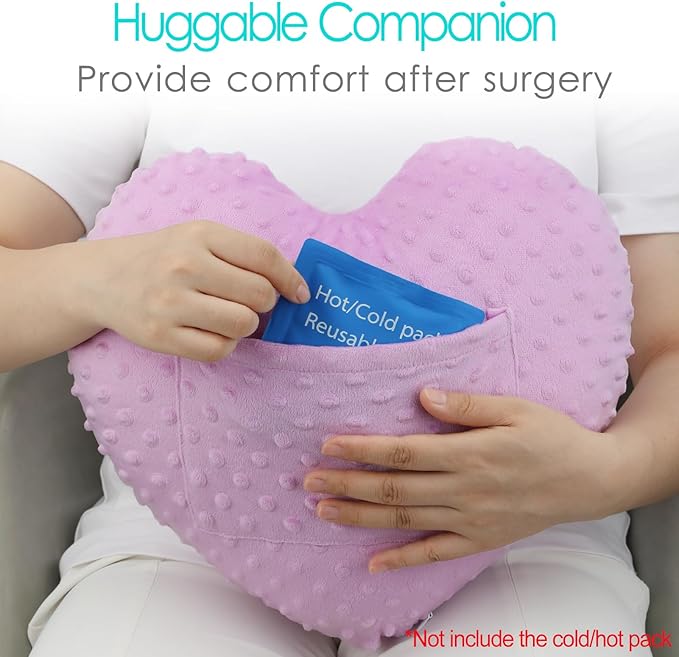 Heart Surgery Pillow for Open Heart Surgery After Bypass Coughing with Pocket Comfort Cushion Recovery Gifts Women Men Patients Minky Dot Lavender