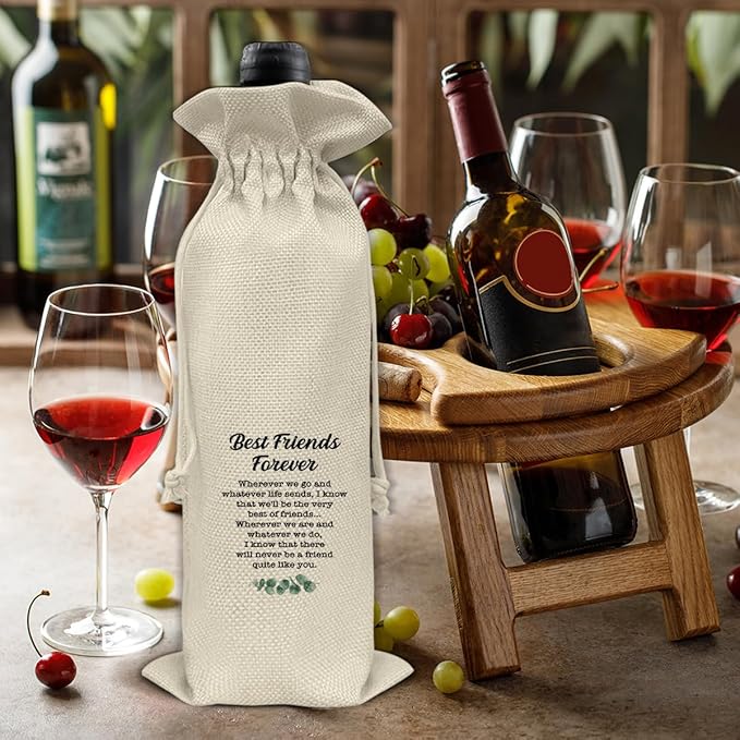 HOIJAUMAI Friendship Gifts Best Friends Wine Bag Best Friends Forever Wine Gift Bags for Women Men