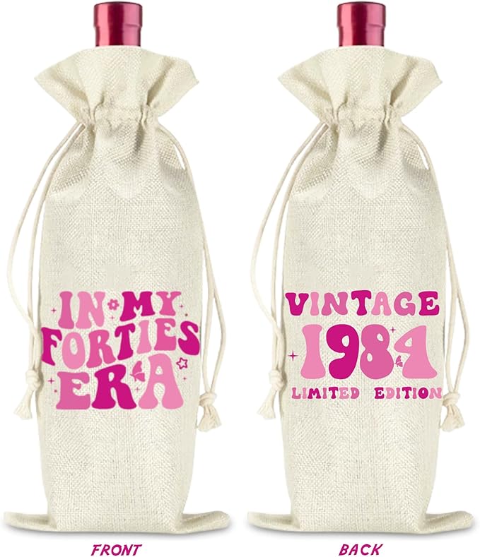 comfit 40th Birthday Wine Bag Gifts for Her,Double-Sided Wine Bag,40th Birthday Wine Bag,40th Birthday,Birthday Decorations,Wine Gift Bags
