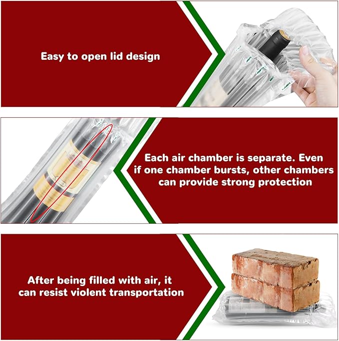 Wine Bottle Travel Inflatable Bag 18 Pcs Bottle Protectors for Travel Wine Bottle Protector for Luggage, Safety Shipping Wine/Drink,Excluding Pump