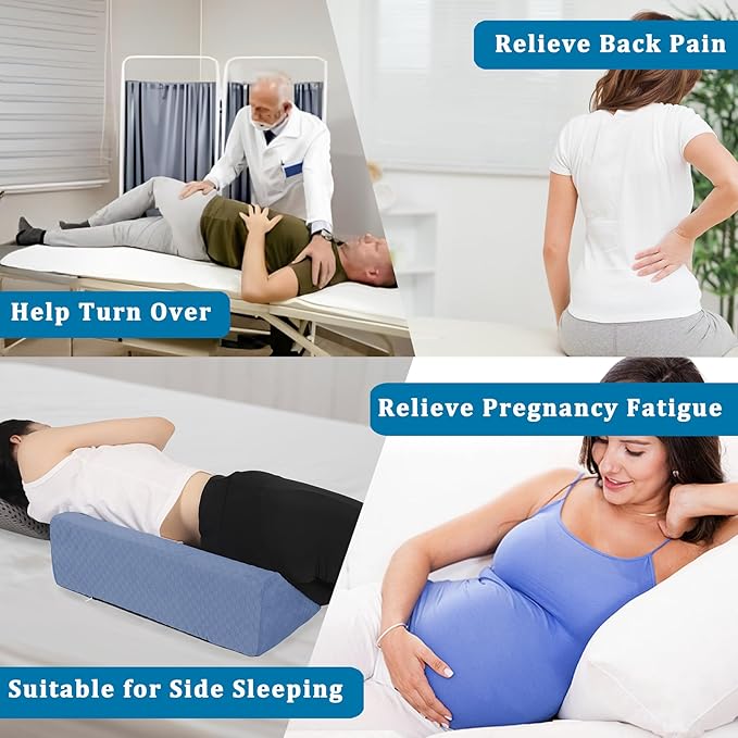Bed Wedge Pillow for Side Sleepers, Body Position Wedges, Side Wedge Pillow for Sleeping Back Positioning Elevation Pillow for Bed Sores Elder and Pregnant Woman (Light Blue)