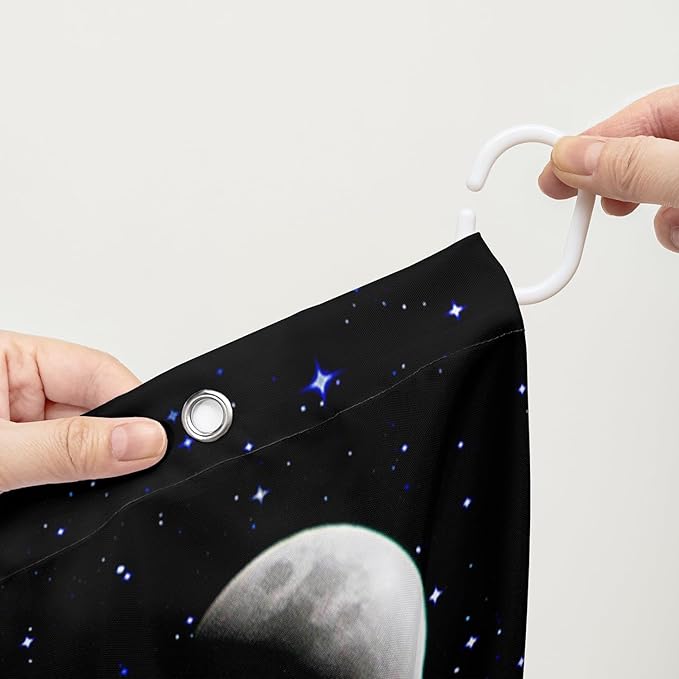 AILONEN Colorful Moth Shower Curtain,Sun and Moon Shower Curtain Set for Kids Girls Boys,Boho Natural Flowers Bath Curtain,Starry Night Bathroom Decor Shower Curtain with 12 Hooks,36" W*72" H